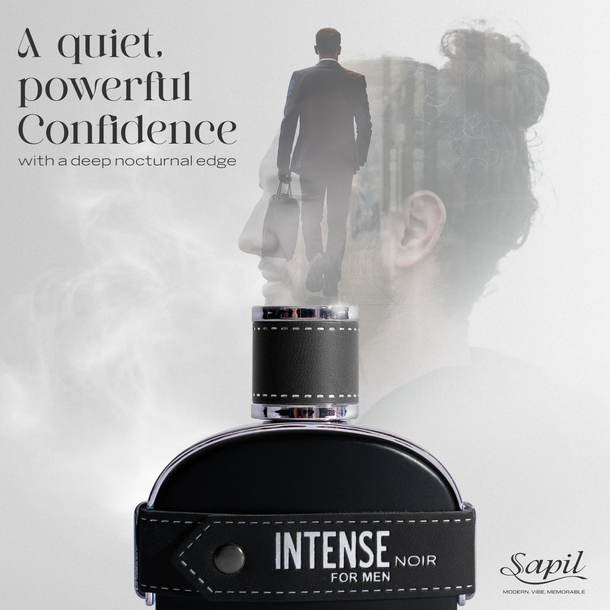 Sapil Intense Noir amber and leather notes convey warm masculine aura