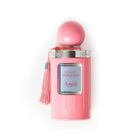 Sapil Naughty Vanilla Oud bottle front view, versatile unisex scent for day and night.