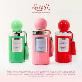 Sapil Naughty Vanilla Oud warm-toned image, creamy vanilla and amber mood.
