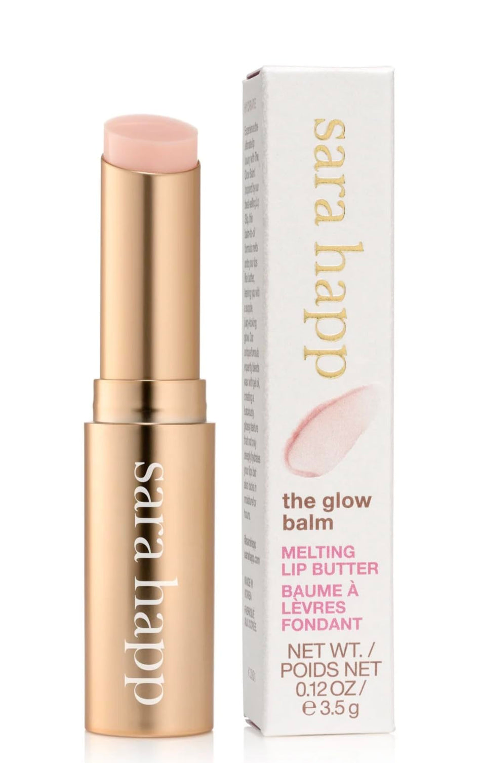 Sara Happ The Glow Balm lip-balm close-up showing a glossy, hydrated look