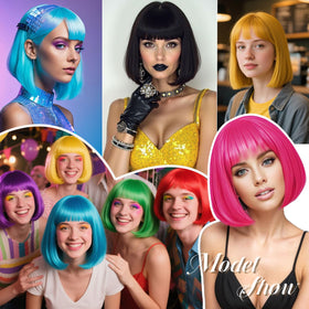 Sarannala Bob Wig packaging includes mesh cap for easy setup
