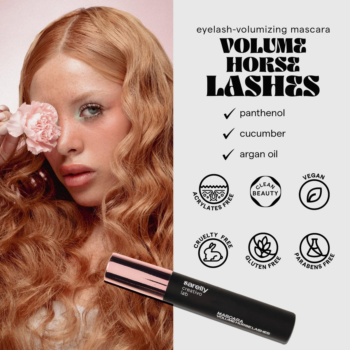 SARELLY formula with castor oil nourishing lashes during wear.