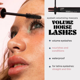 SARELLY Horse Lashes swatch on a hand showing lengthening effect.