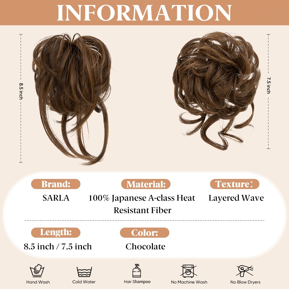 SARLA messy bun clip two buns set offers interchangeable looks.