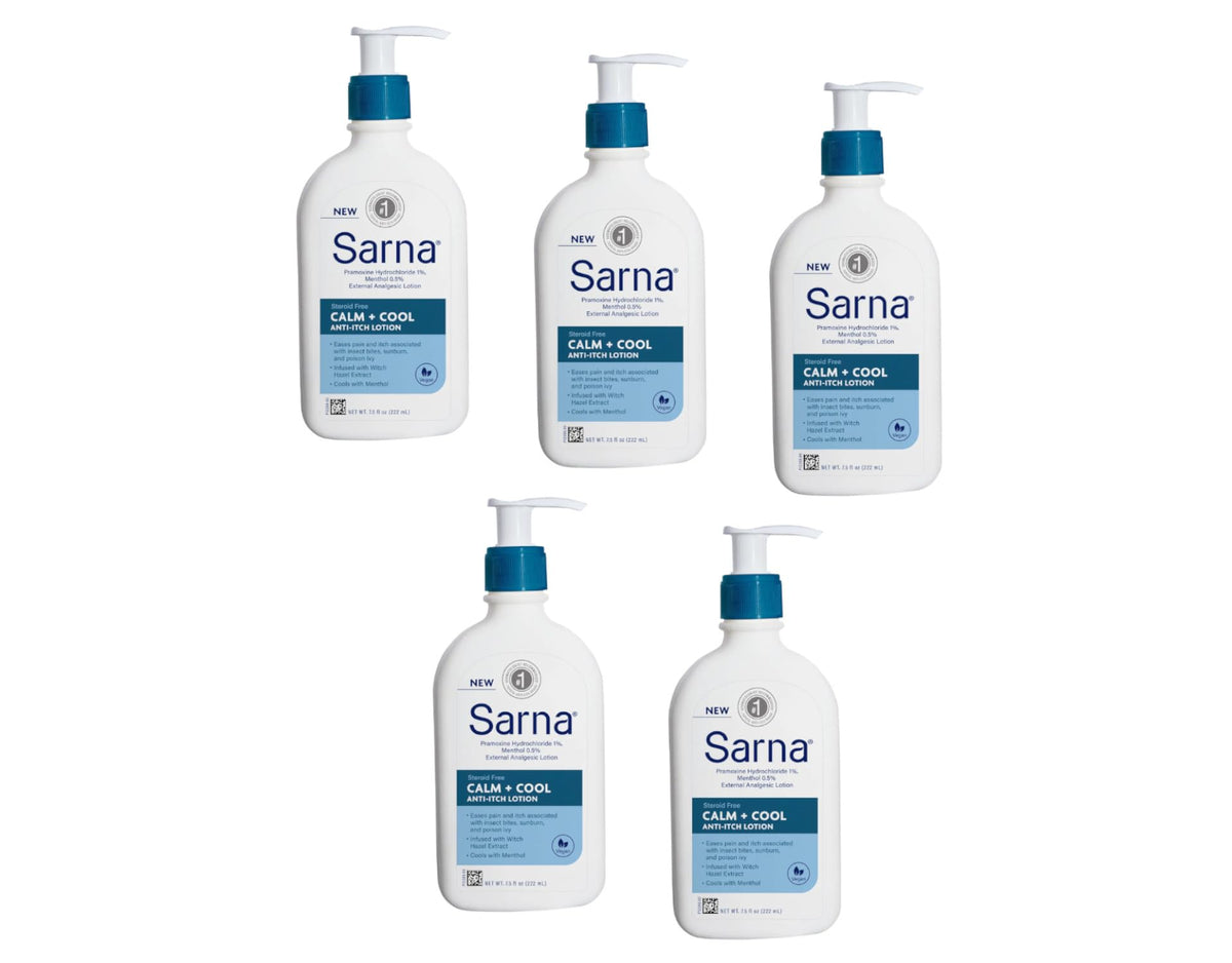 Sarna Calm + Cool bottle pour shows fast-absorbing itch relief