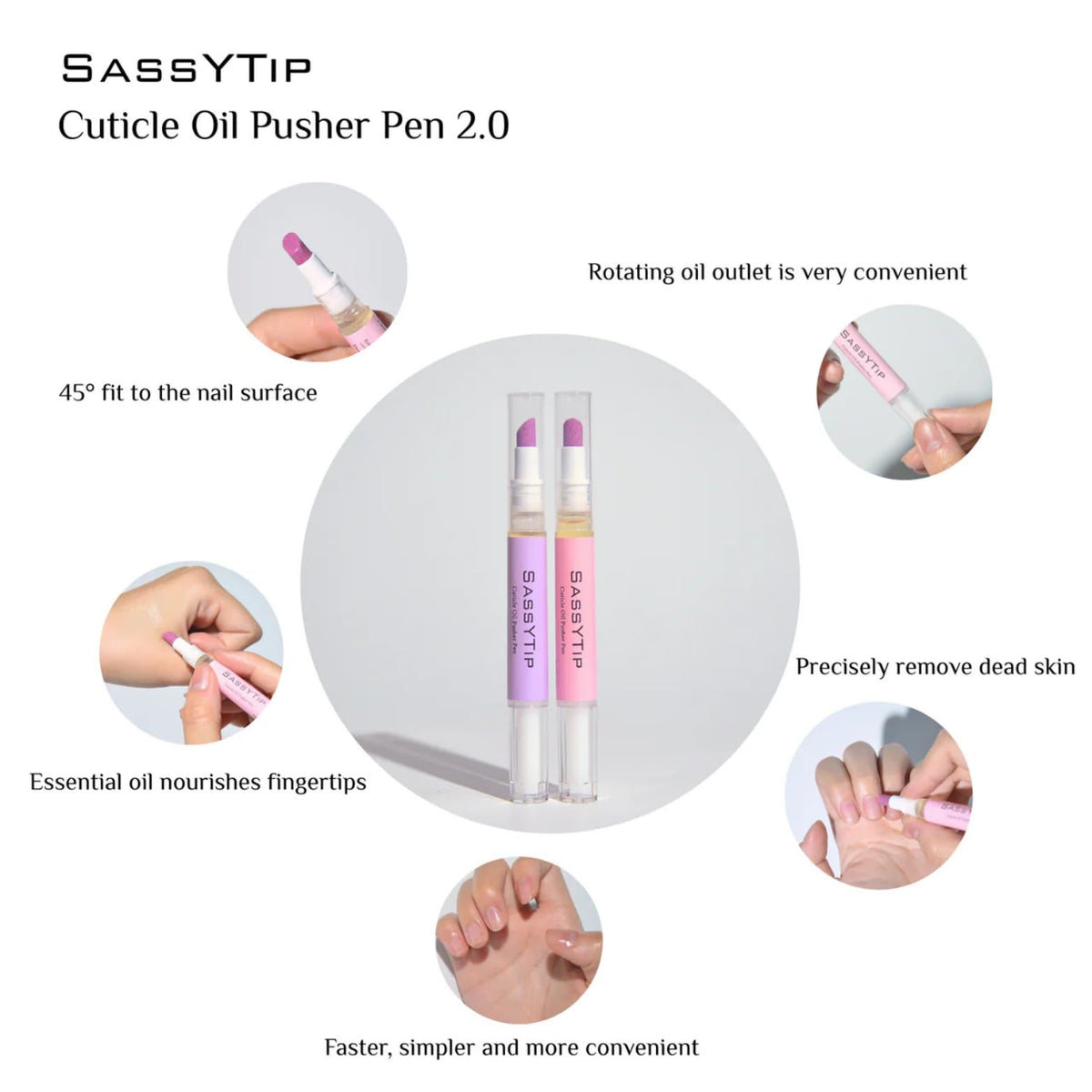 SASSYTIP Nourishing oil formula with jojoba and vitamin E for nails.
