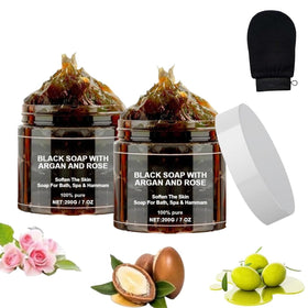 satasiam Morocco Black Soap bar with argan and rose for deep cleansing