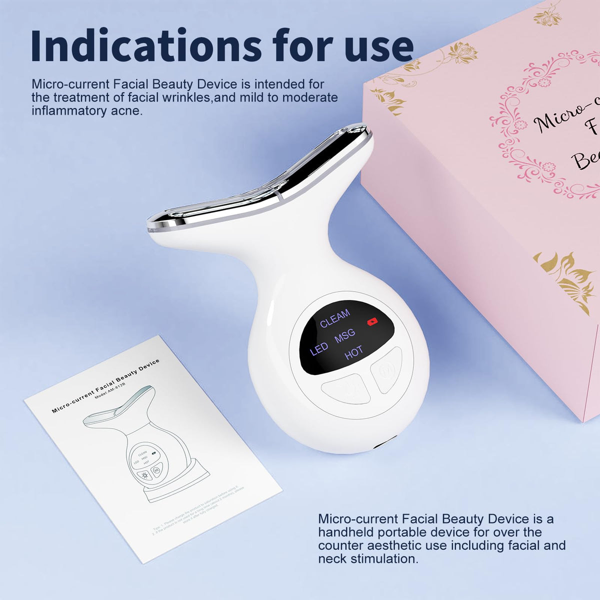 Satdally packaged facial massage accessories include massager and manual
