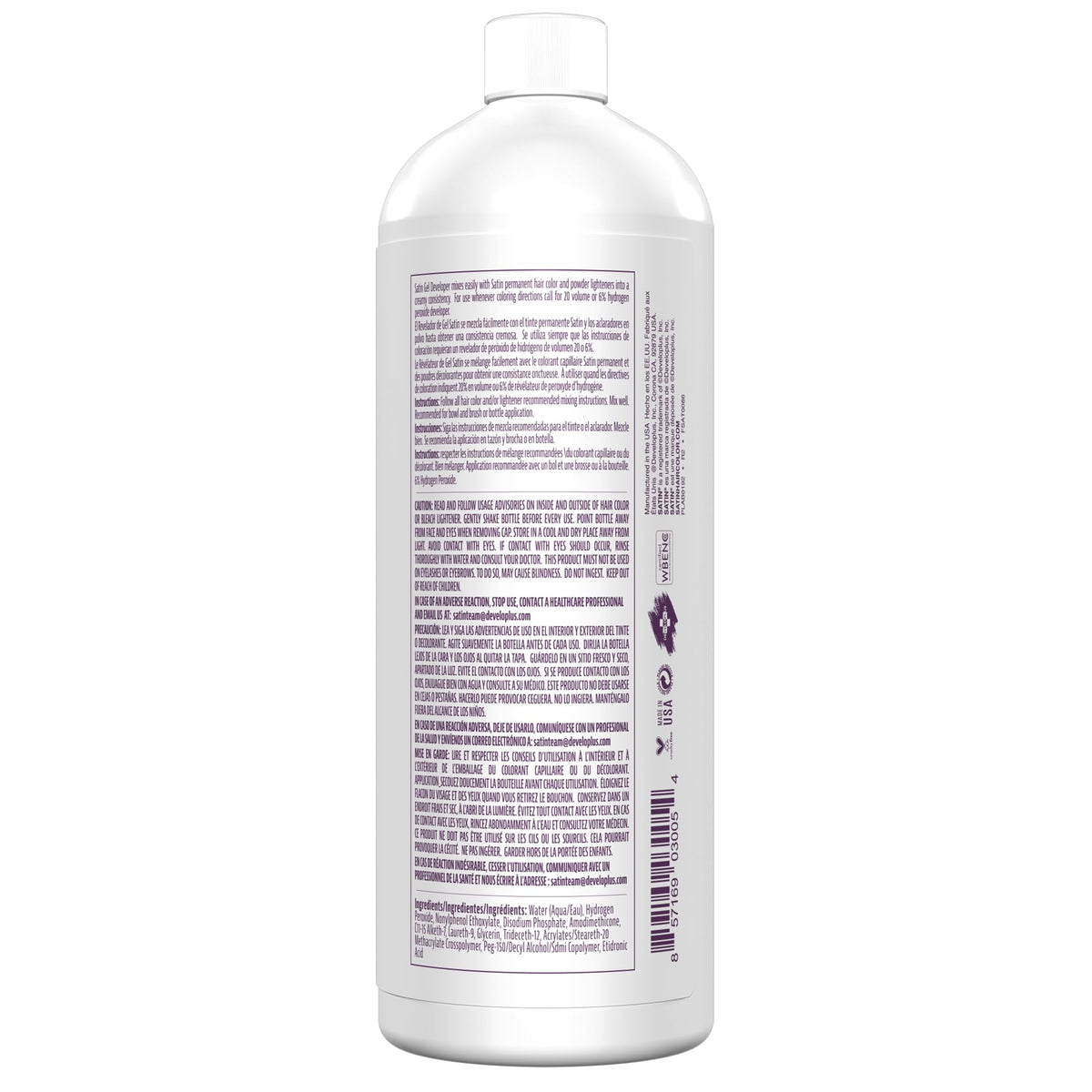 Satin 20 Volume Cream Developer in-use for even lift and gray coverage.