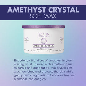 SATIN SMOOTH Amethyst Soft Wax enriched with amethyst minerals and coconut oil protects and nourishes skin during waxing.
