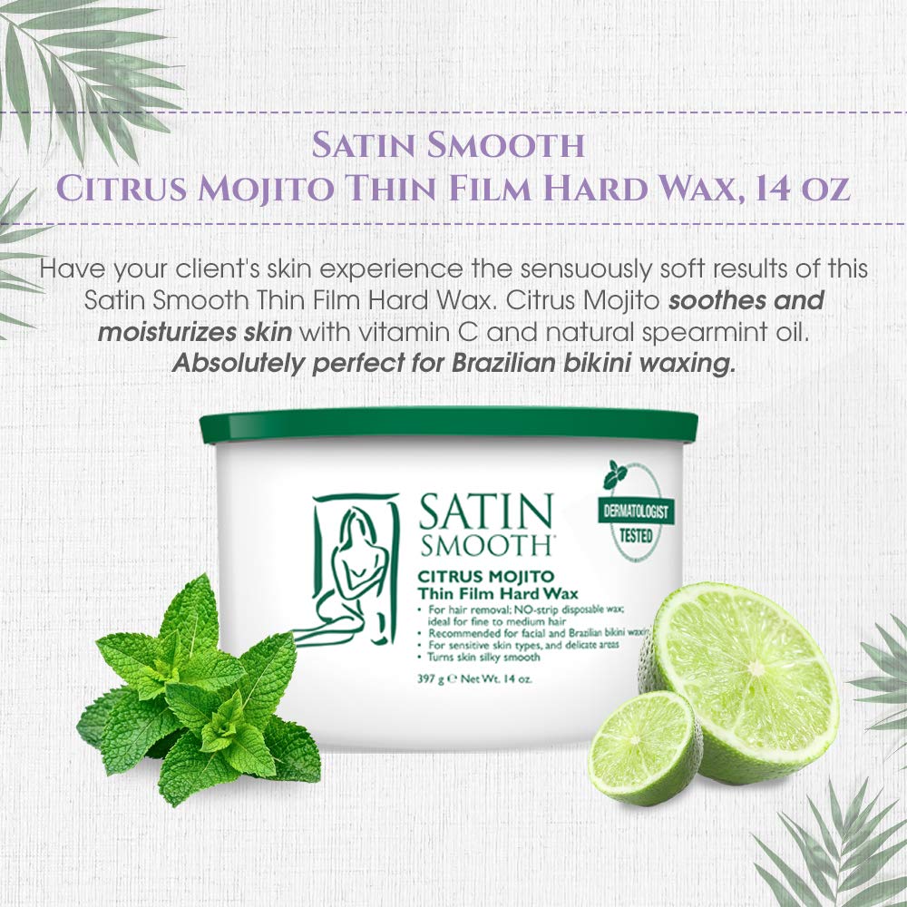Satin Smooth Citrus Mojito wax cooling on skin for controlled removal.