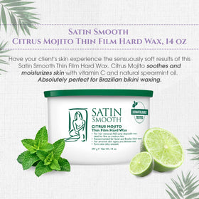 Satin Smooth Citrus Mojito wax cooling on skin for controlled removal.