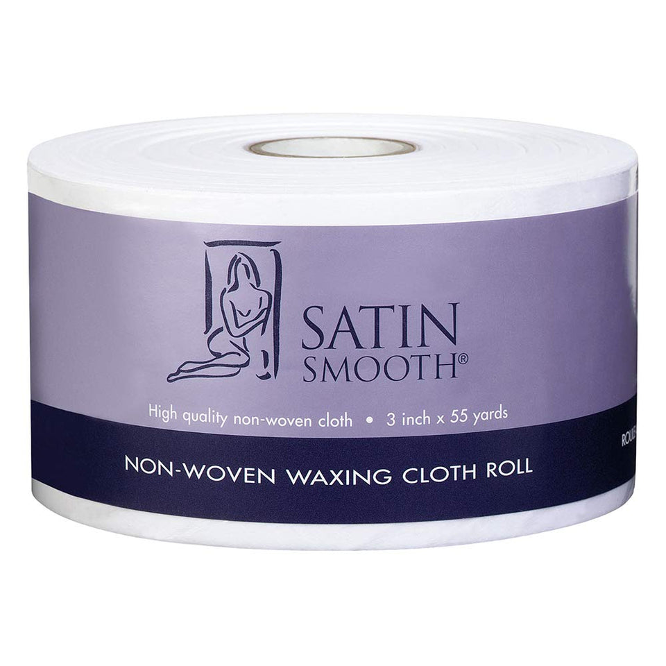 SATIN SMOOTH non-woven waxing cloth roll closeup supports precise removal.