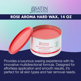 SATIN SMOOTH Ruby Rose hard wax application area demonstrates multidirectional hair removal capability.