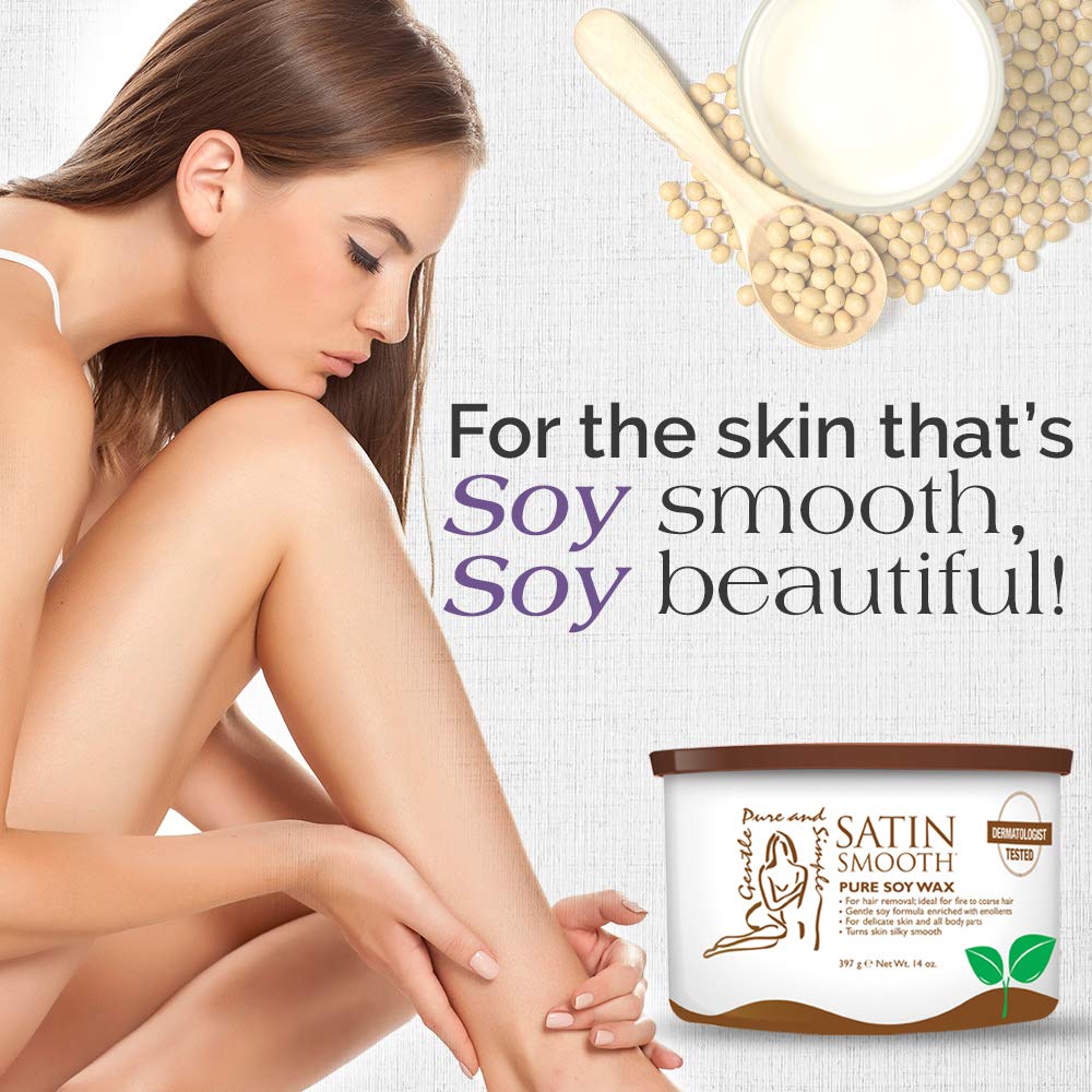 SATIN SMOOTH soy wax face application demonstrating gentle hair removal for sensitive skin.