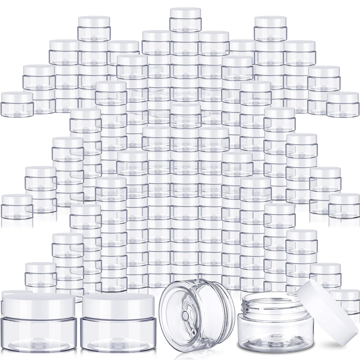 SATINIOR 2 oz jars with lids for travel-friendly organization.