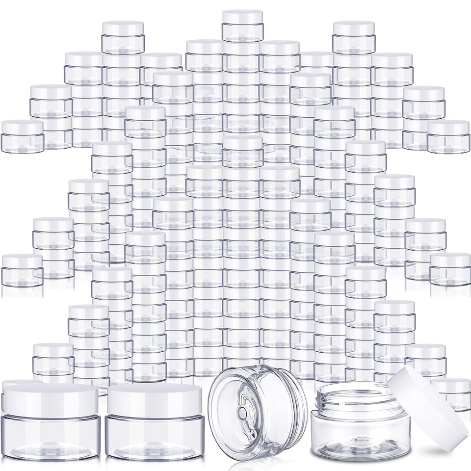 SATINIOR 2 oz jars with lids for travel-friendly organization.