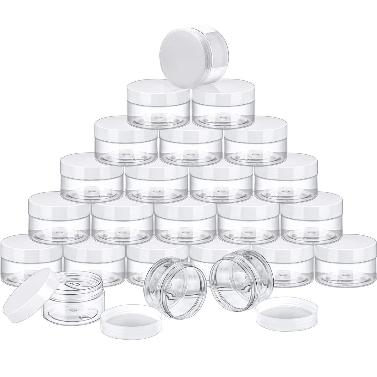 SATINIOR 24-piece clear jars with wide mouths for versatile storage and easy labeling.