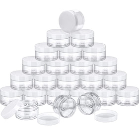SATINIOR 24-piece clear jars with wide mouths for versatile storage and easy labeling.