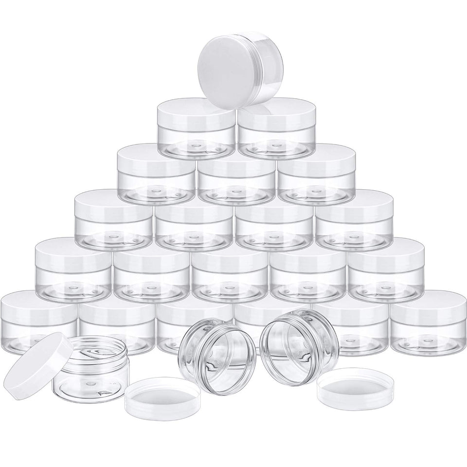 SATINIOR 24-piece clear jars with wide mouths for versatile storage and easy labeling.