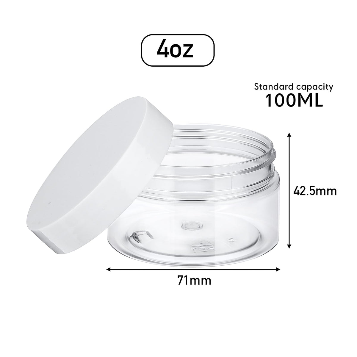SATINIOR 4oz jar with foam-seal lid for leak-proof containment of creams.