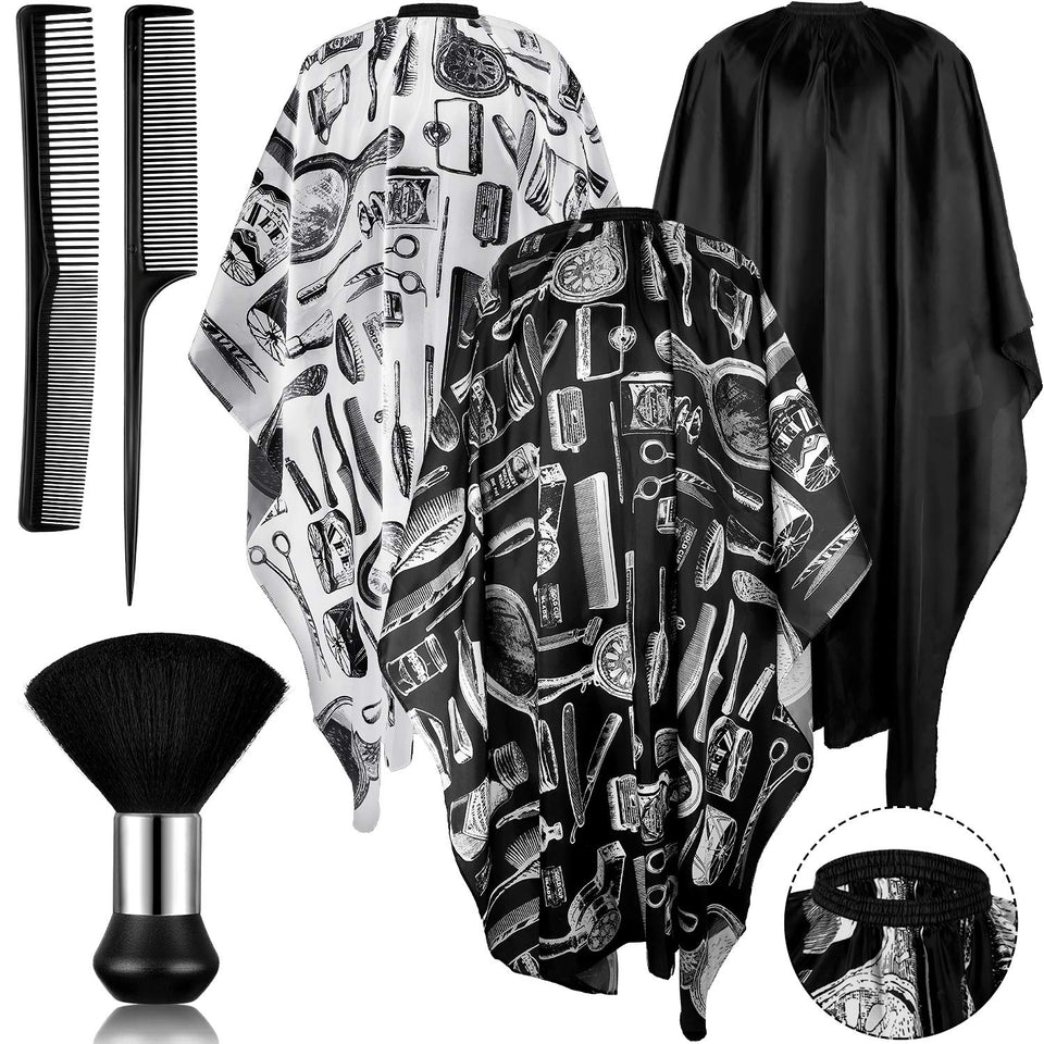 SATINIOR barber cape waterproof in action during a haircut for clean clothing protection