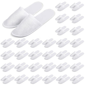 SATINIOR disposable slippers in white with closed toe for hotel and spa use
