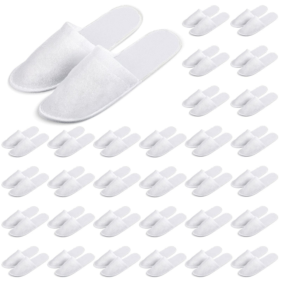 SATINIOR disposable slippers in white with closed toe for hotel and spa use