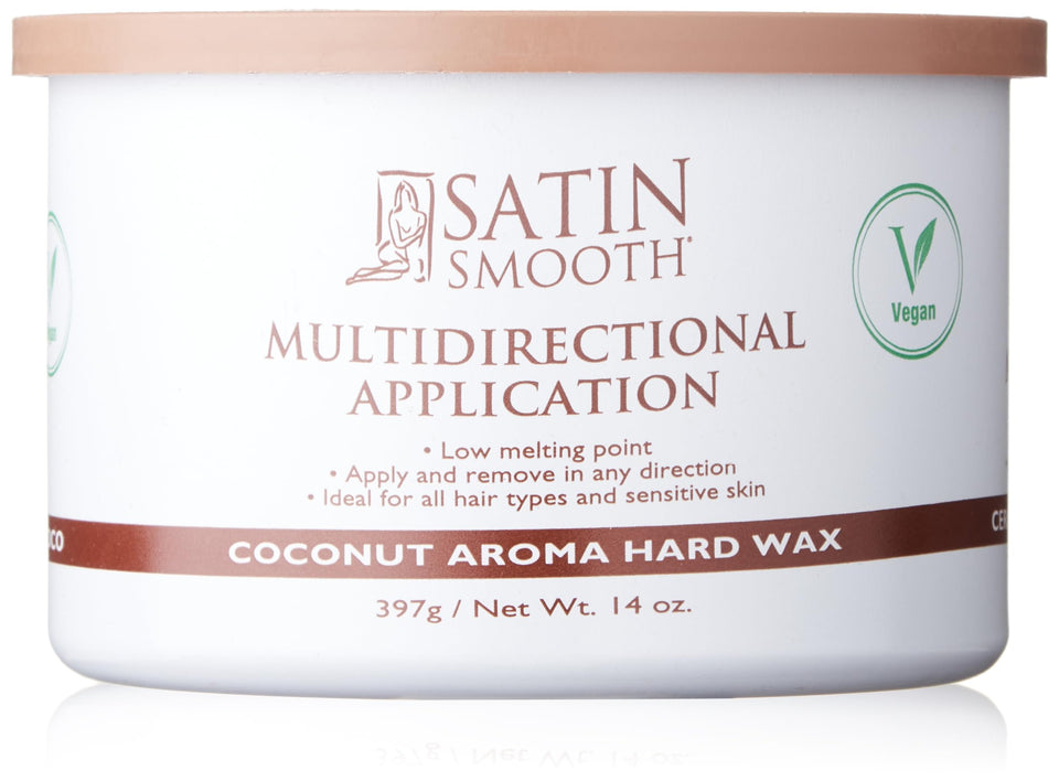 SATIN SMOOTH Coconut Aroma Hard Wax jar for salon-grade hair removal at home