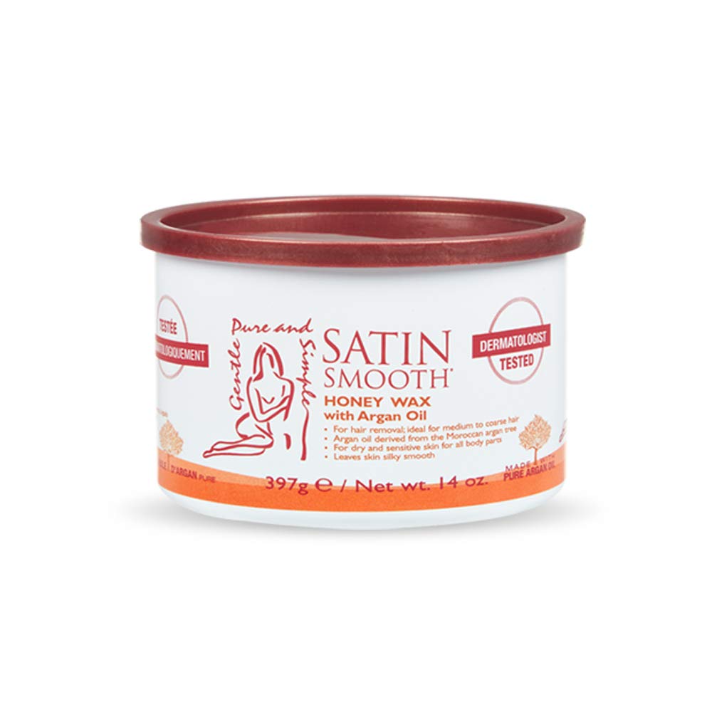 SATIN SMOOTH Honey Wax with Argan Oil jar for at-home salon quality waxing