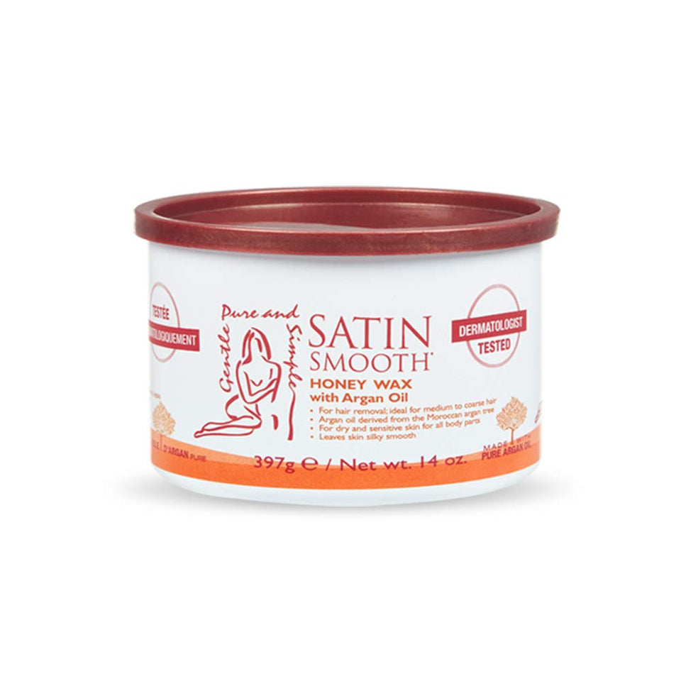 SATIN SMOOTH Honey Wax with Argan Oil jar for at-home salon quality waxing