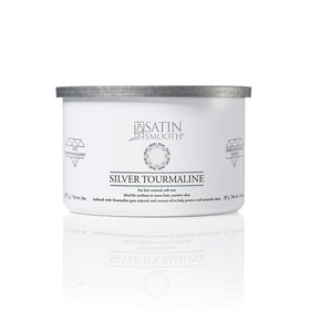 SATIN SMOOTH Silver Tourmaline wax bottle with rose scent for premium waxing sessions.