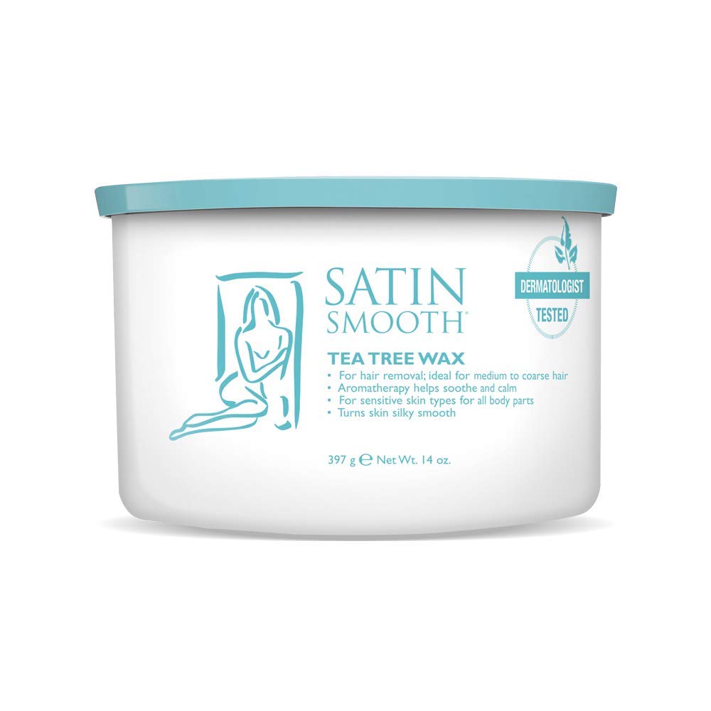 SATIN SMOOTH Tea Tree Wax bottle delivers soothing hair removal for sensitive skin