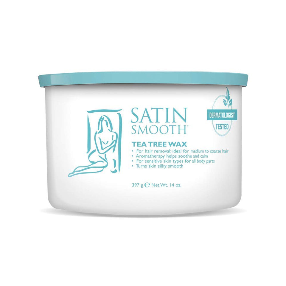 SATIN SMOOTH Tea Tree Wax bottle delivers soothing hair removal for sensitive skin