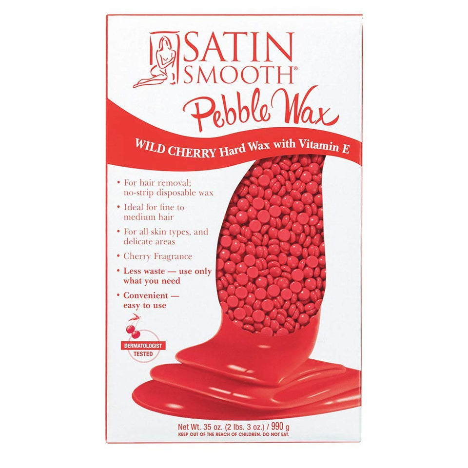 SATIN SMOOTH Wild Cherry Pebble Wax melting beads for quick at-home hair removal