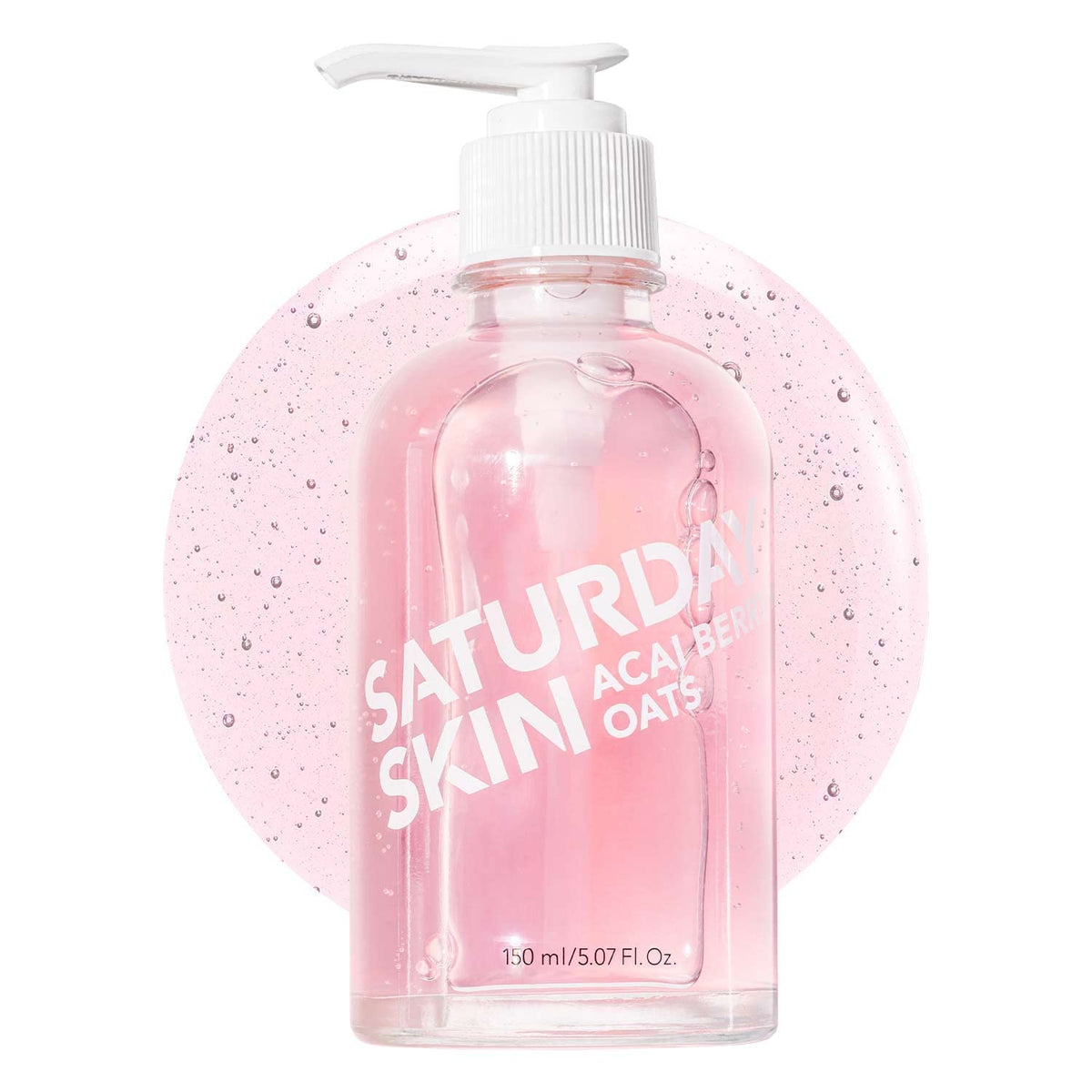 Saturday Skin hydrating gel cleanser bottle ready for daily use