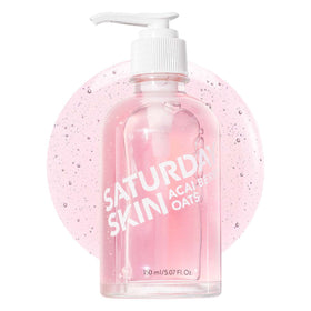 Saturday Skin hydrating gel cleanser bottle ready for daily use