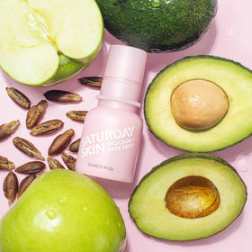 Closeup of Saturday Skin Wide Awake Eye Cream texture and smooth application near eyes