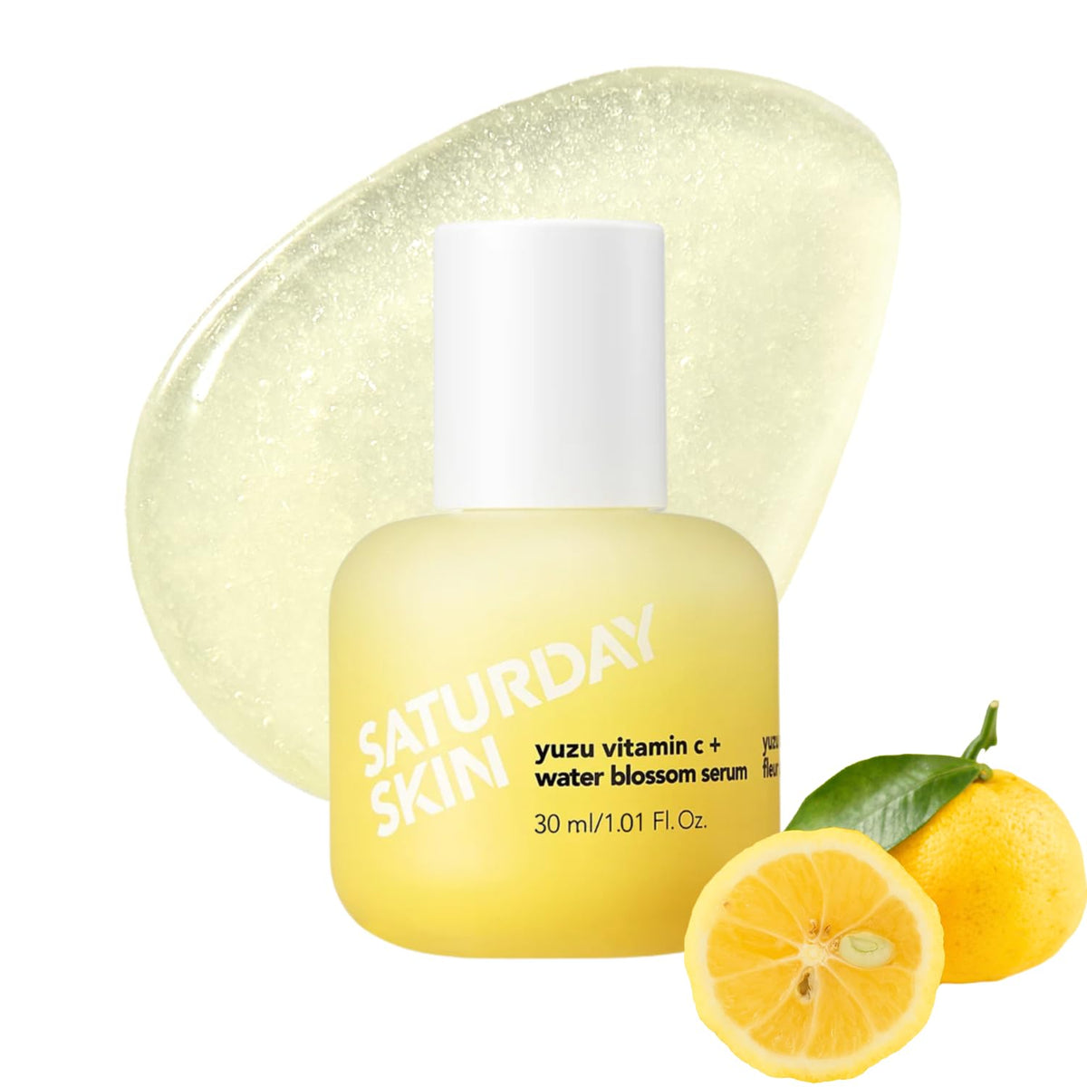Saturday Skin Yuzu Serum bottle with dropper for brightening glow