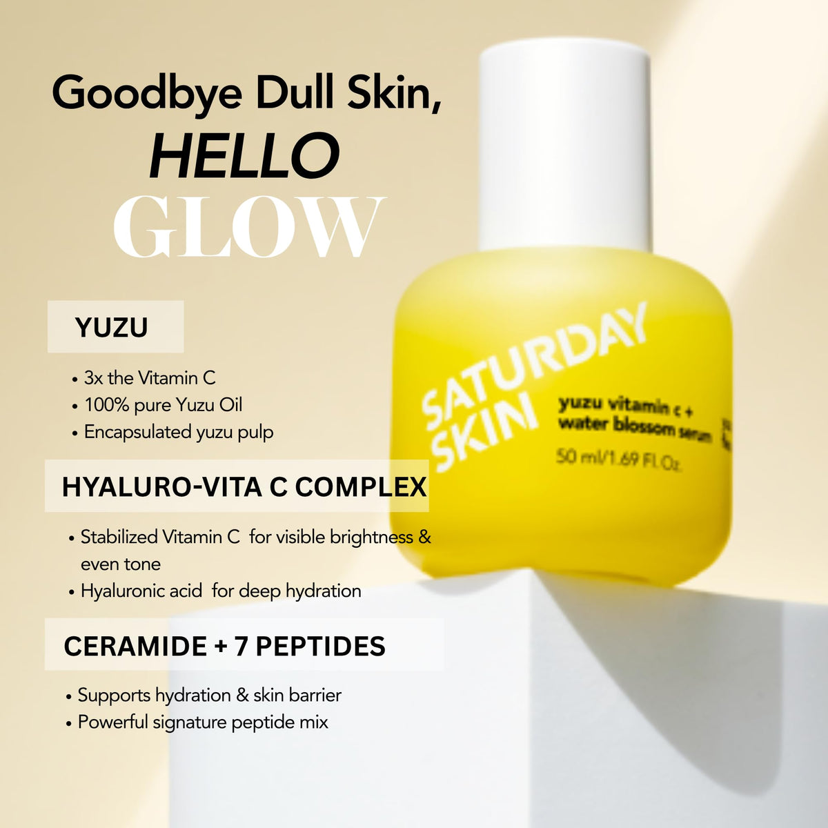 Saturday Skin Yuzu Serum micro-encapsulated yuzu capsules visible on skin