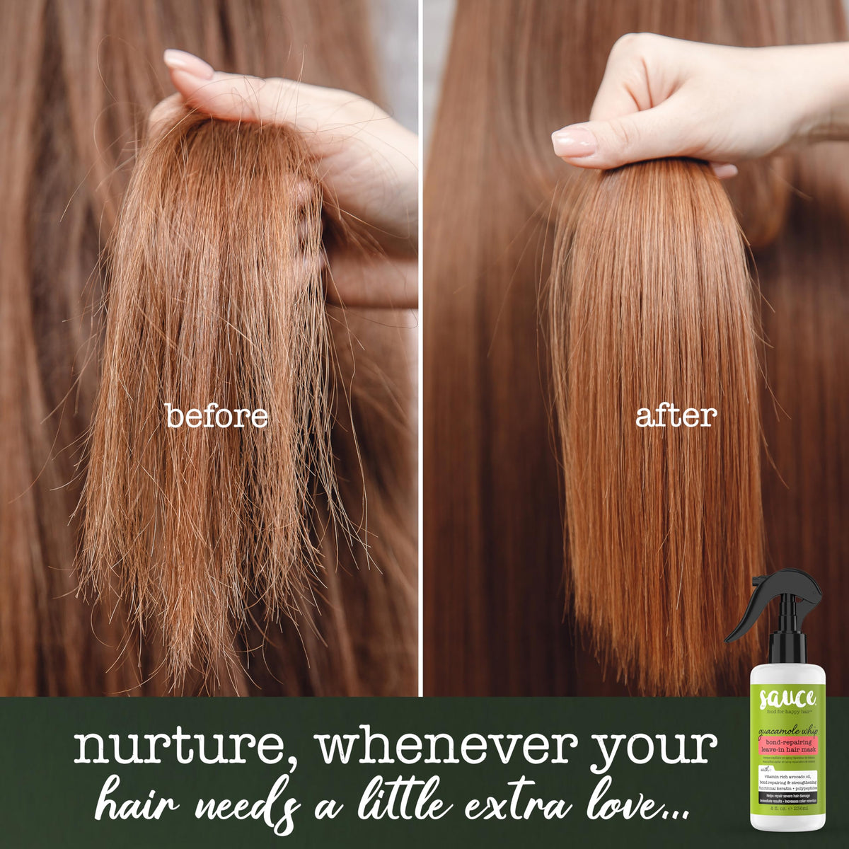 SAUCE BEAUTY Leave-In bottle dispensing pump shows easy application.