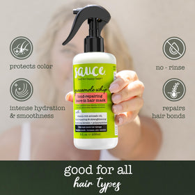 SAUCE BEAUTY avocado ingredient closeup emphasizes nourishing oils.