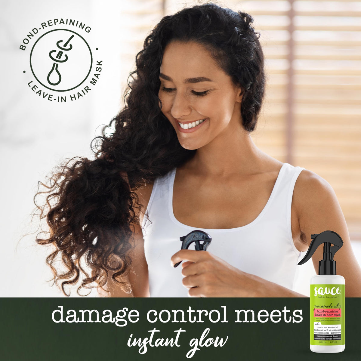 SAUCE BEAUTY guacamole whip texture swirl demonstrates rich conditioning for hair.