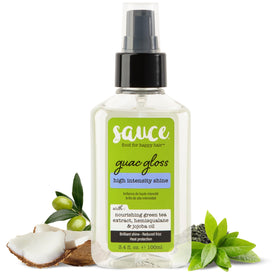 SAUCE BEAUTY Guac Hair Gloss bottle gleams with instant shine