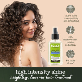 Close-up of Guac Hair Gloss texture ready to smooth frizz