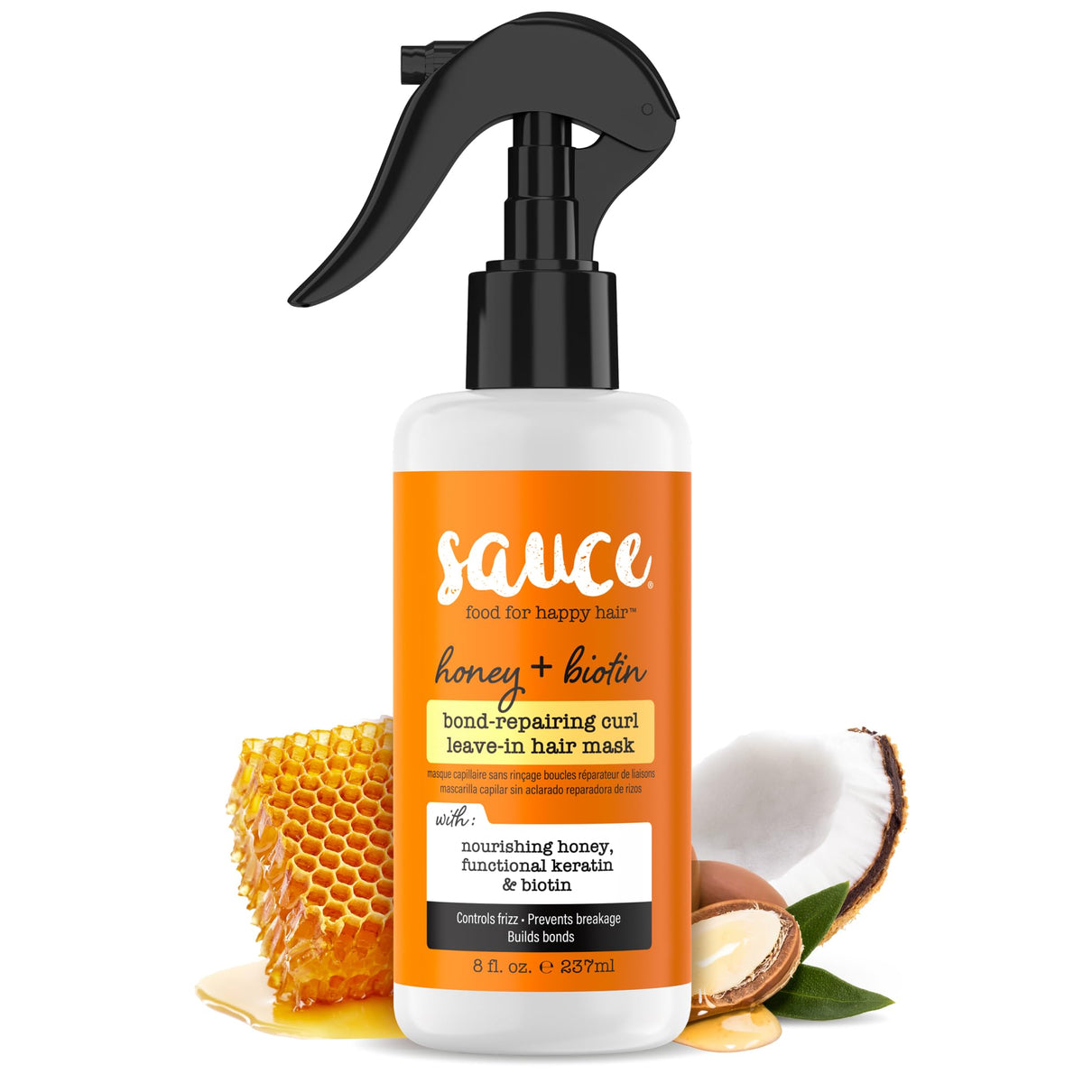 SAUCE Beauty Honey Biotin Bond Repair Mask for curly hair in a jar, rich conditioning for curls