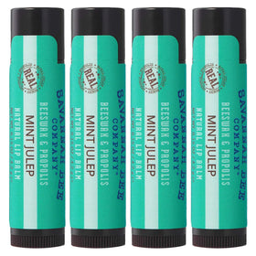 Savannah Bee mint julep lip balm 4-pack front view for daily moisture
