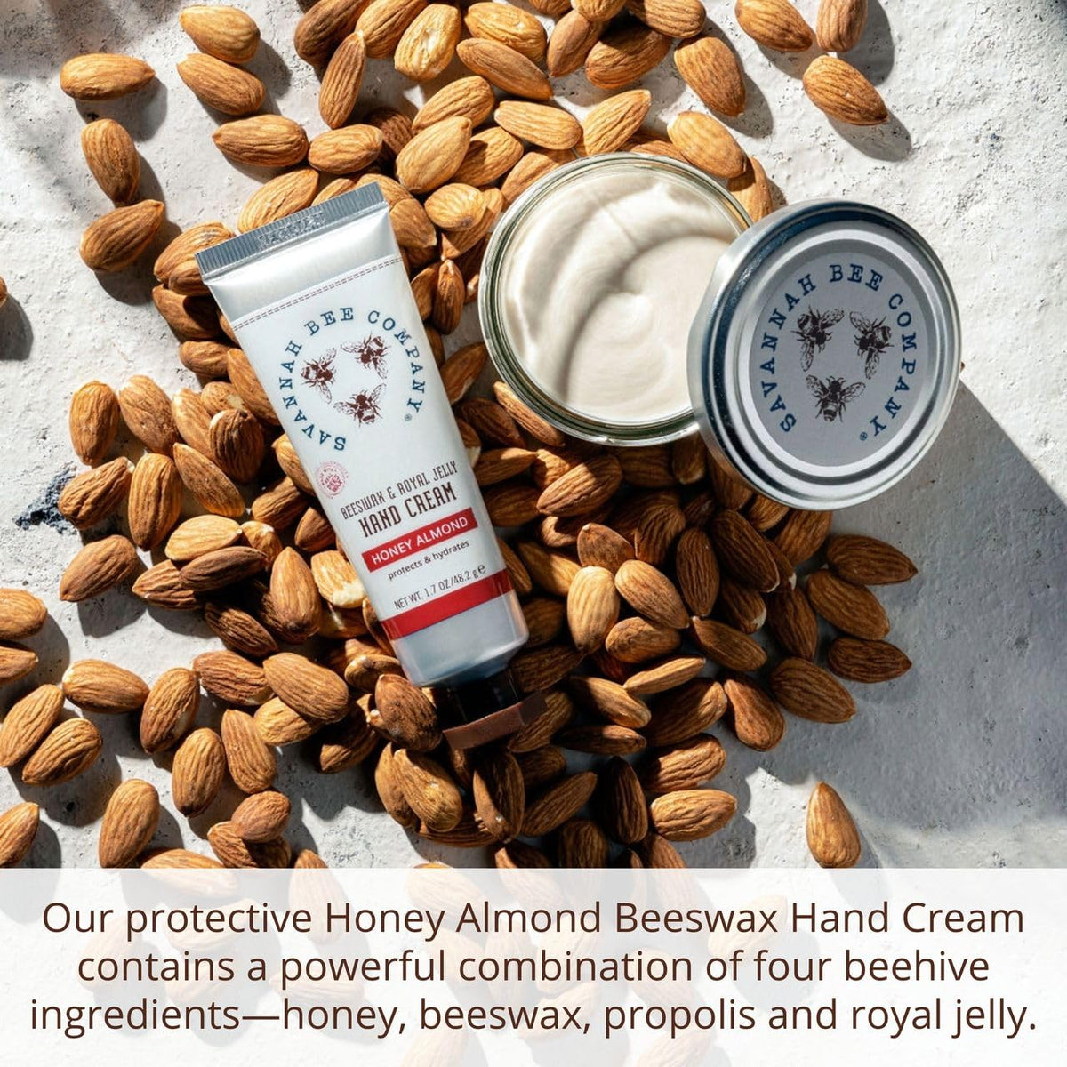 Fresh fragrance from almond oil, peach kernel oil, and raw honey.