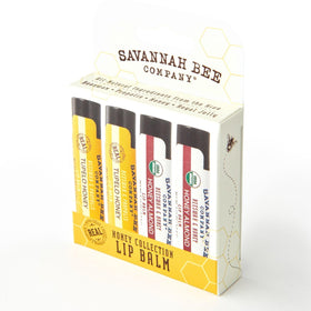 Savannah Bee Lip Balm Collection gift set on display, ideal for gifting.