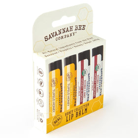 Savannah Bee Lip Balm closeup shows hydrated lips with a subtle shine.